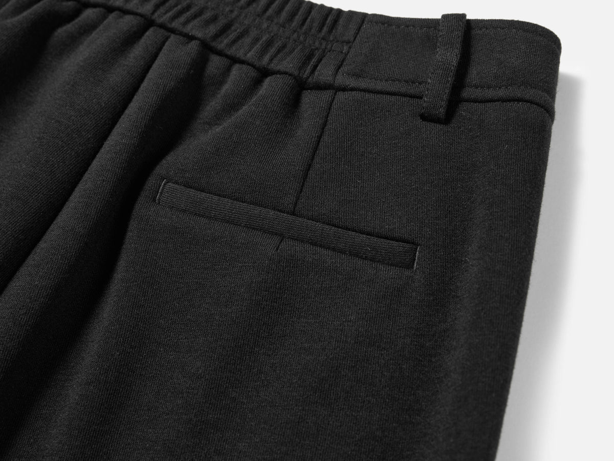 EP YAYING High-Waist Slim Wool-Cotton Brushed Black Pants