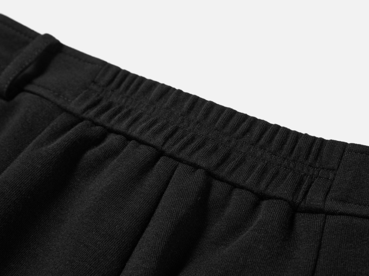EP YAYING High-Waist Slim Wool-Cotton Brushed Black Pants
