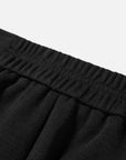 EP YAYING High-Waist Slim Wool-Cotton Brushed Black Pants