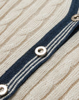 EP YAYING Elegant Linen Contrast V-Neck Cardigan