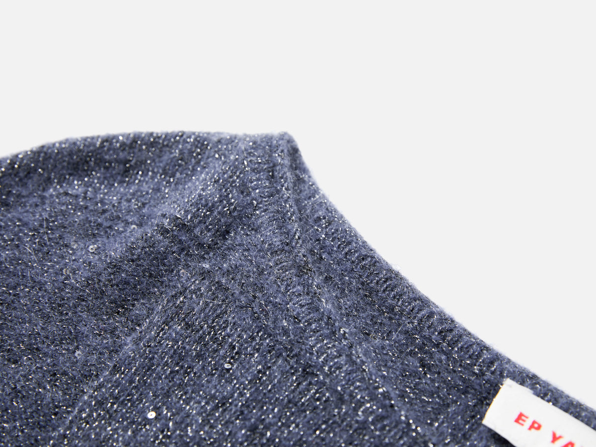 EP YAYING Wool-Cashmere Plaid Oversized Pullover Sweater