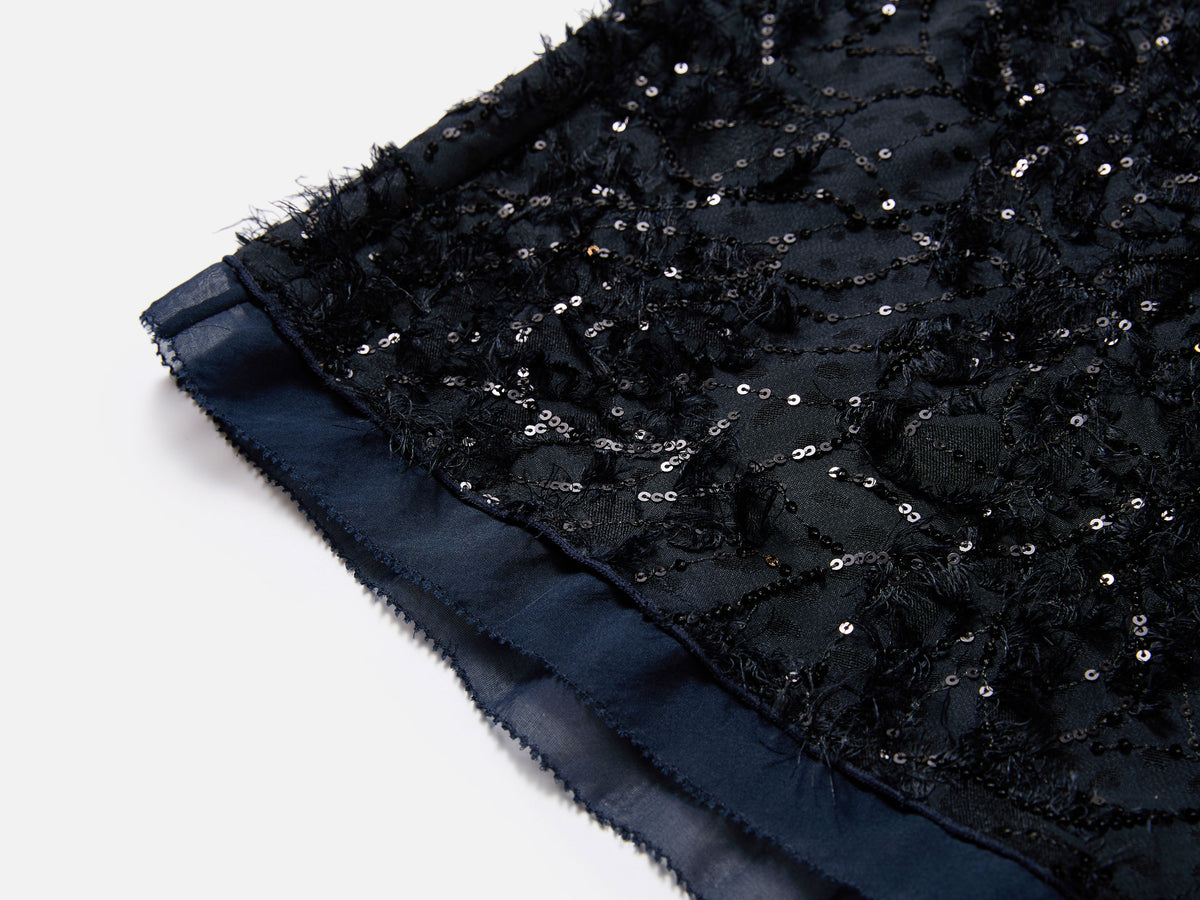 EP YAYING Silk-Lined Sequin Textured Skirt
