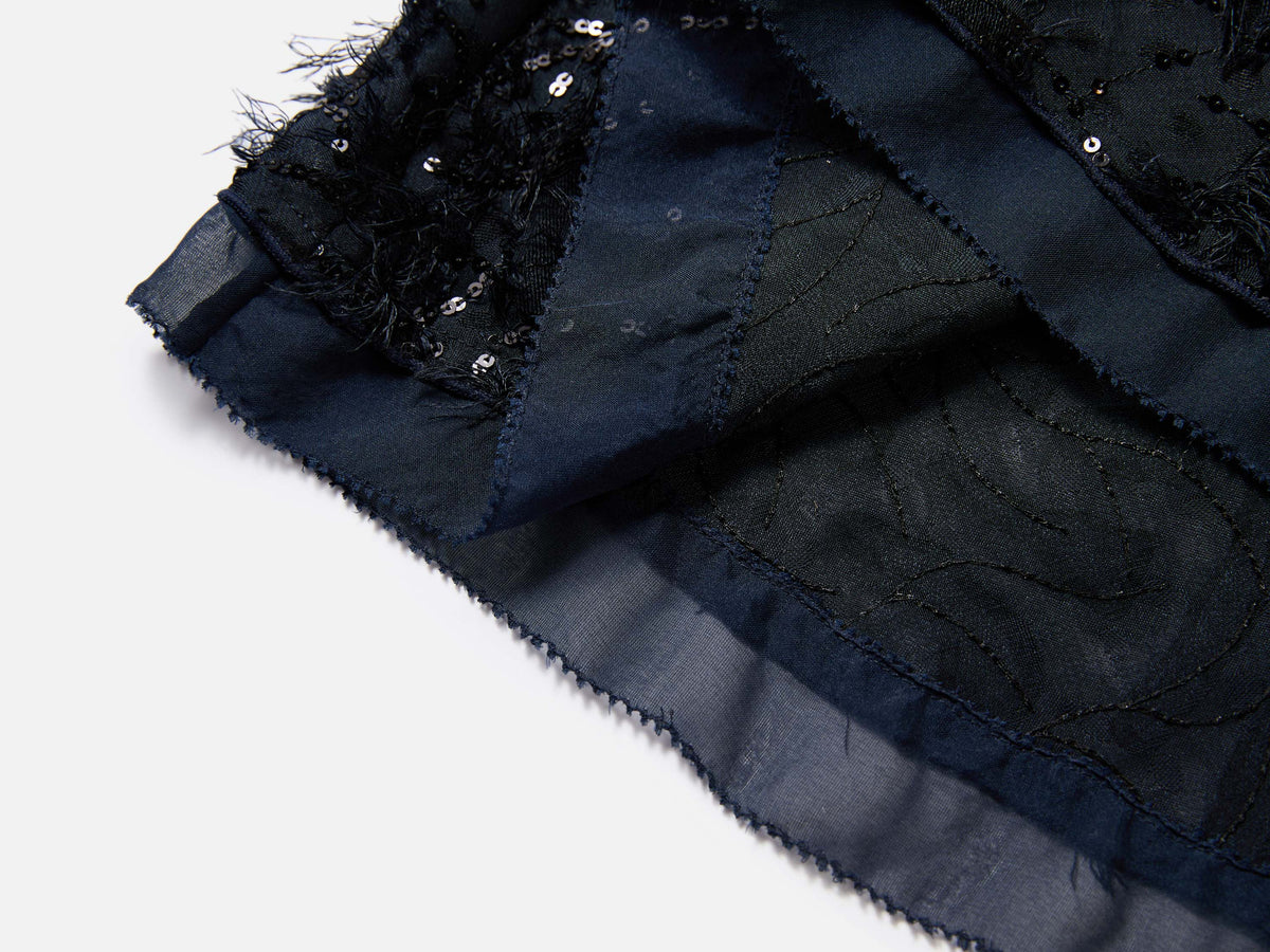 EP YAYING Silk-Lined Sequin Textured Skirt