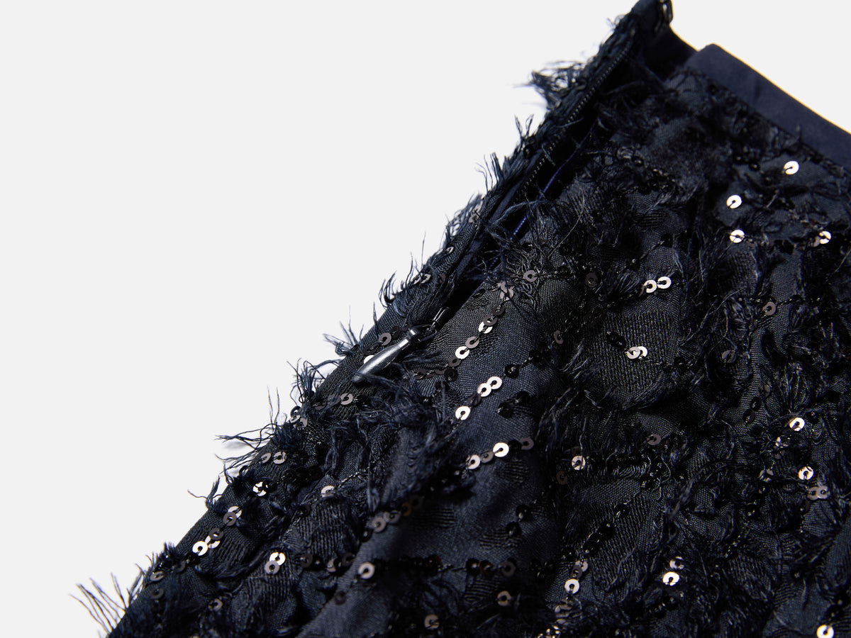 EP YAYING Silk-Lined Sequin Textured Skirt