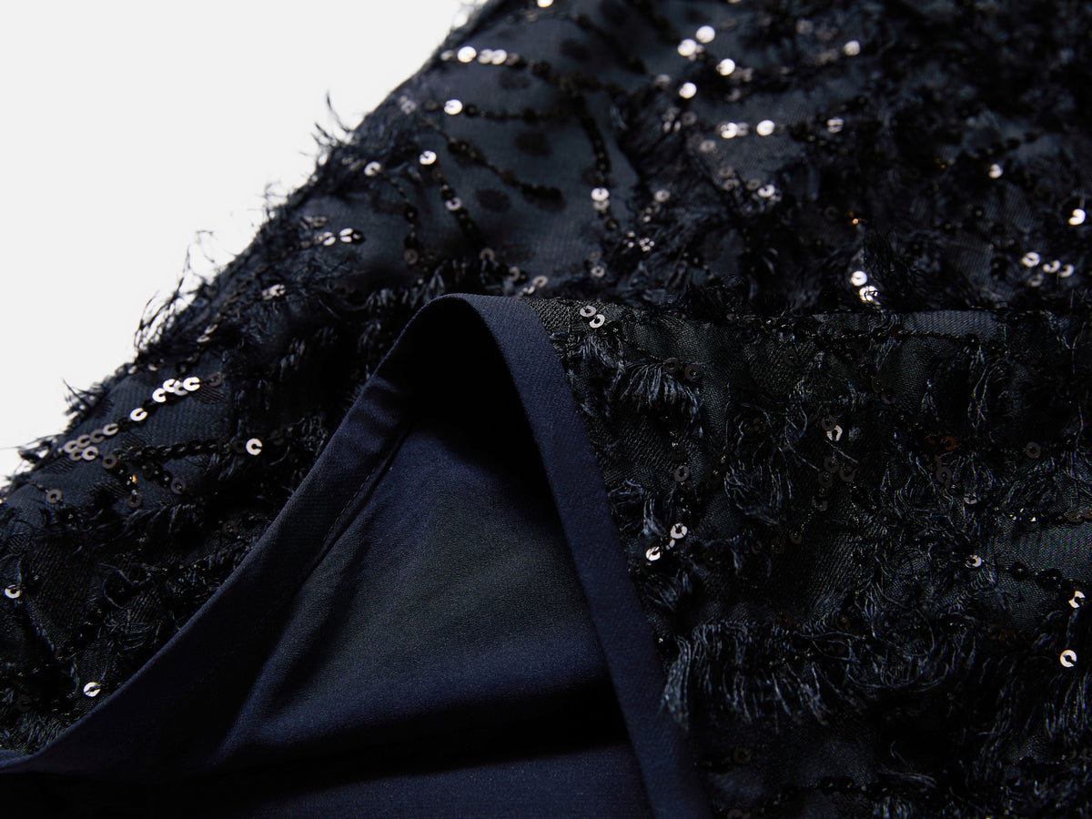 EP YAYING Silk-Lined Sequin Textured Skirt