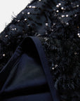 EP YAYING Silk-Lined Sequin Textured Skirt