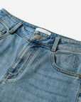 EP YAYING Rhinestone Cotton High-Waist Straight-Leg Jeans