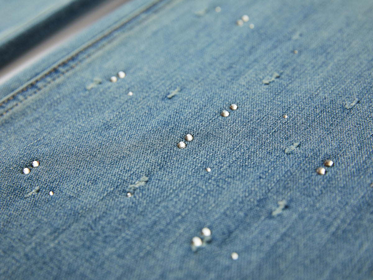 EP YAYING Rhinestone Cotton High-Waist Straight-Leg Jeans