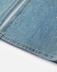 EP YAYING Rhinestone Cotton High-Waist Straight-Leg Jeans