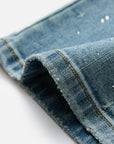 EP YAYING Rhinestone Cotton High-Waist Straight-Leg Jeans