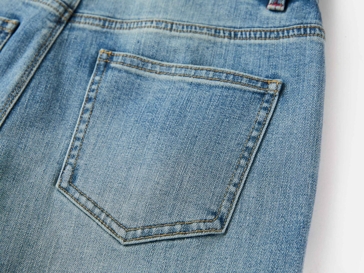 EP YAYING Rhinestone Cotton High-Waist Straight-Leg Jeans