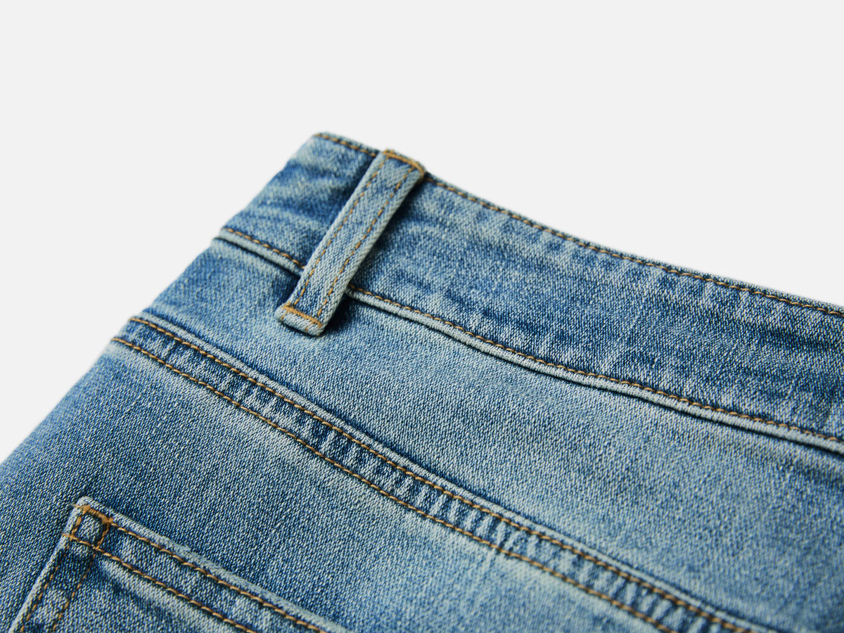 EP YAYING Rhinestone Cotton High-Waist Straight-Leg Jeans