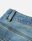 EP YAYING Rhinestone Cotton High-Waist Straight-Leg Jeans