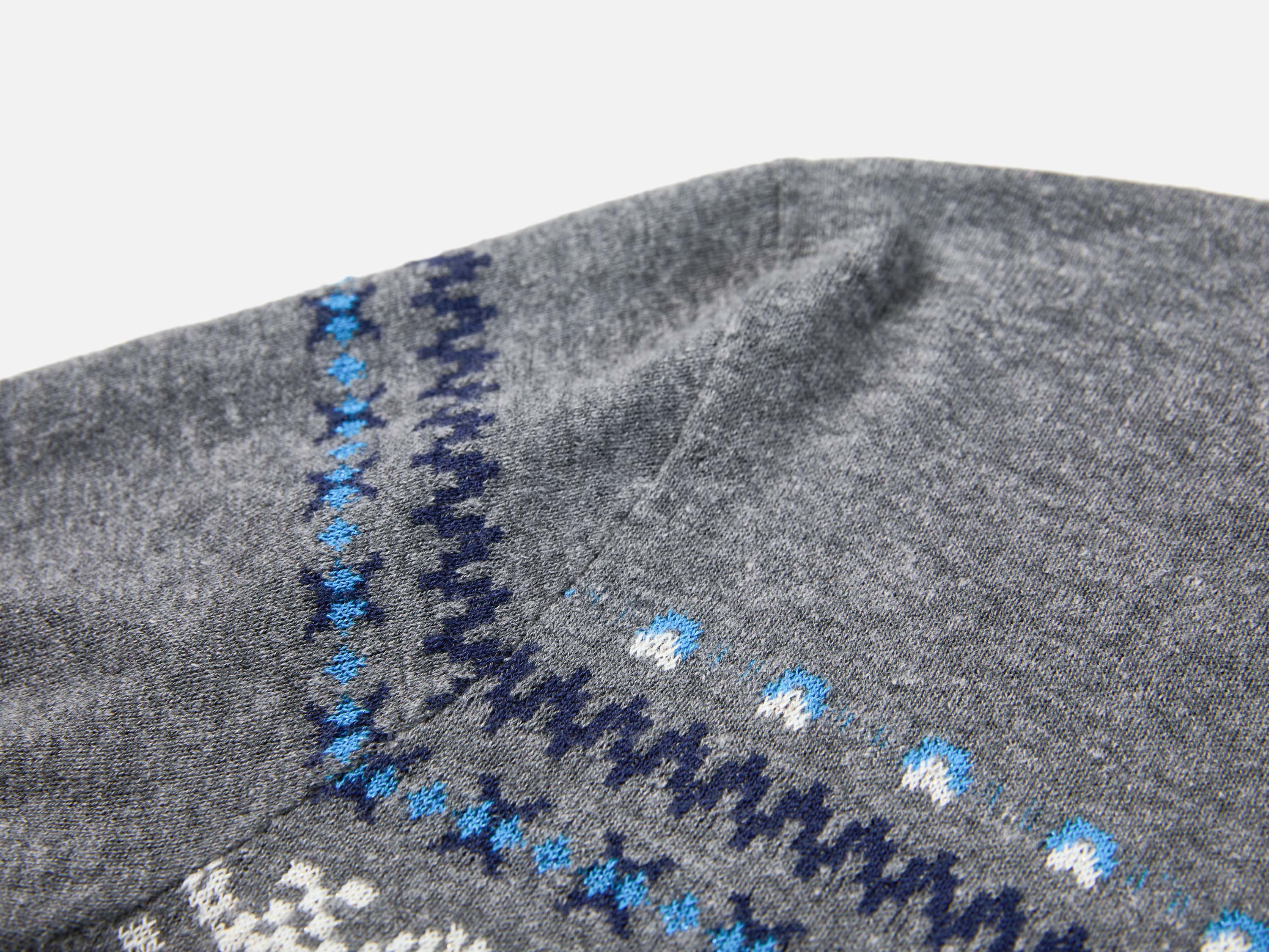 EP YAYING Fair Isle Vintage Jacquard Short-Sleeve Knit Top