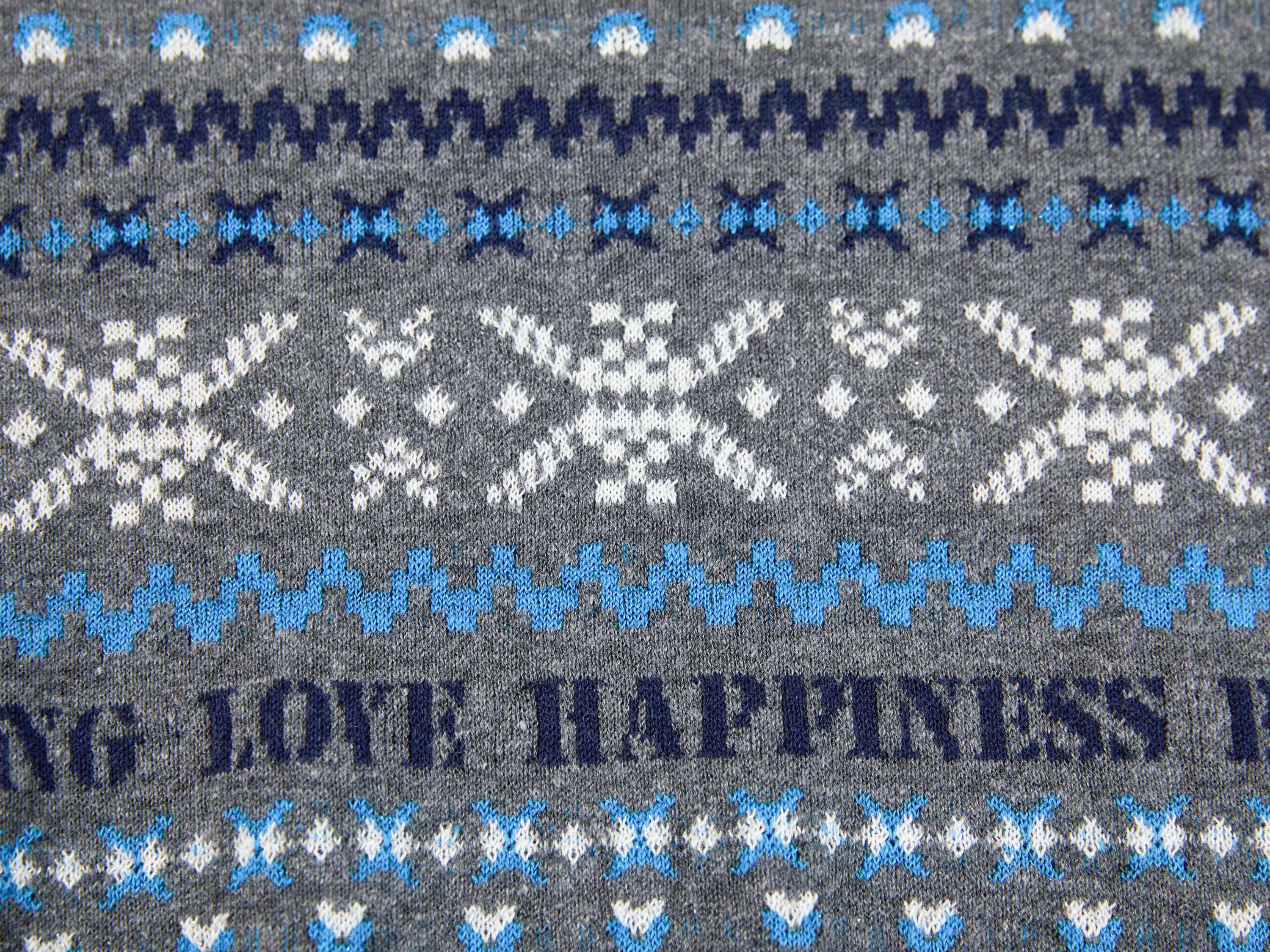 EP YAYING Fair Isle Vintage Jacquard Short-Sleeve Knit Top