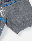 EP YAYING Fair Isle Vintage Jacquard Short-Sleeve Knit Top