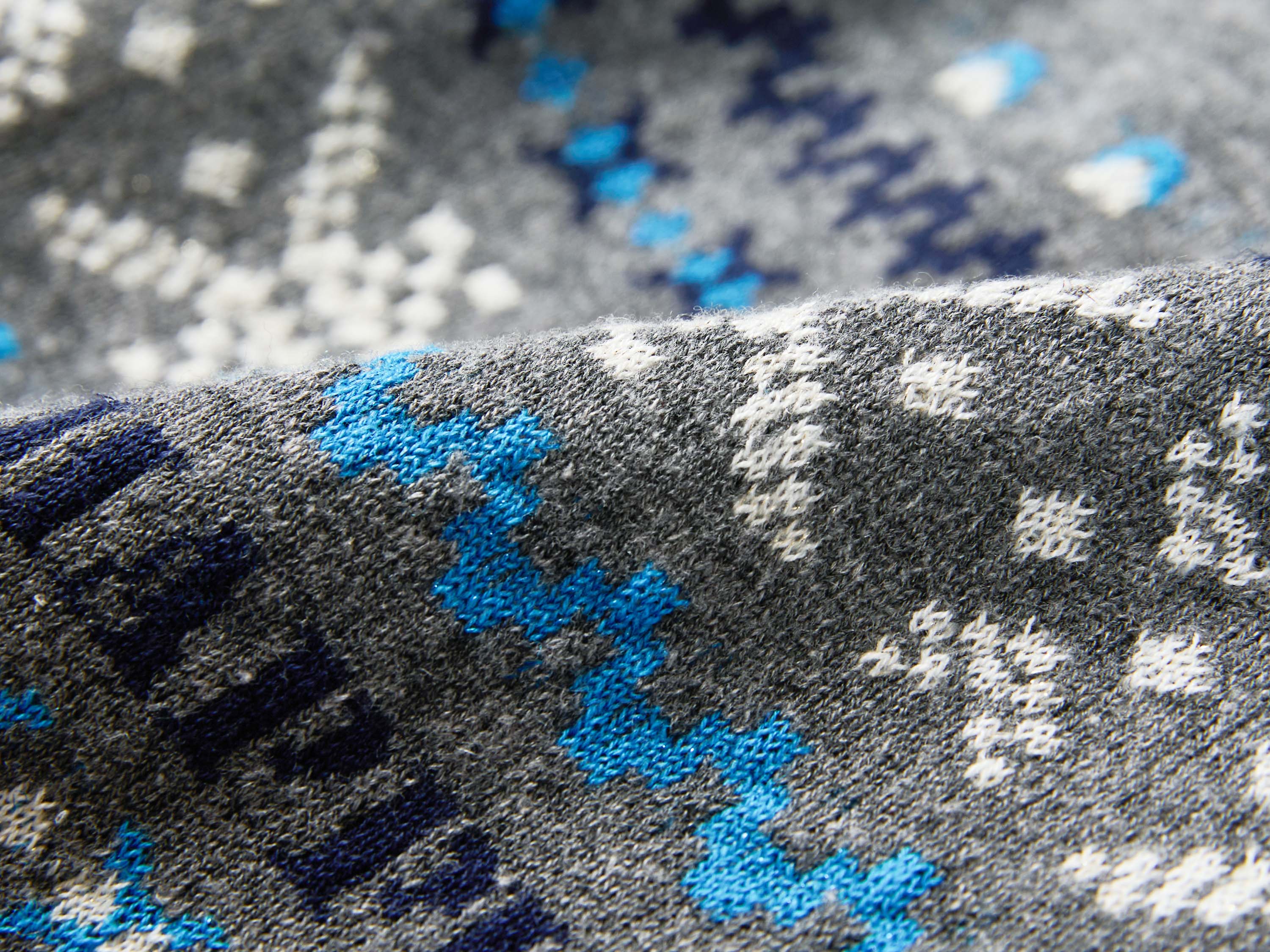 EP YAYING Fair Isle Vintage Jacquard Short-Sleeve Knit Top