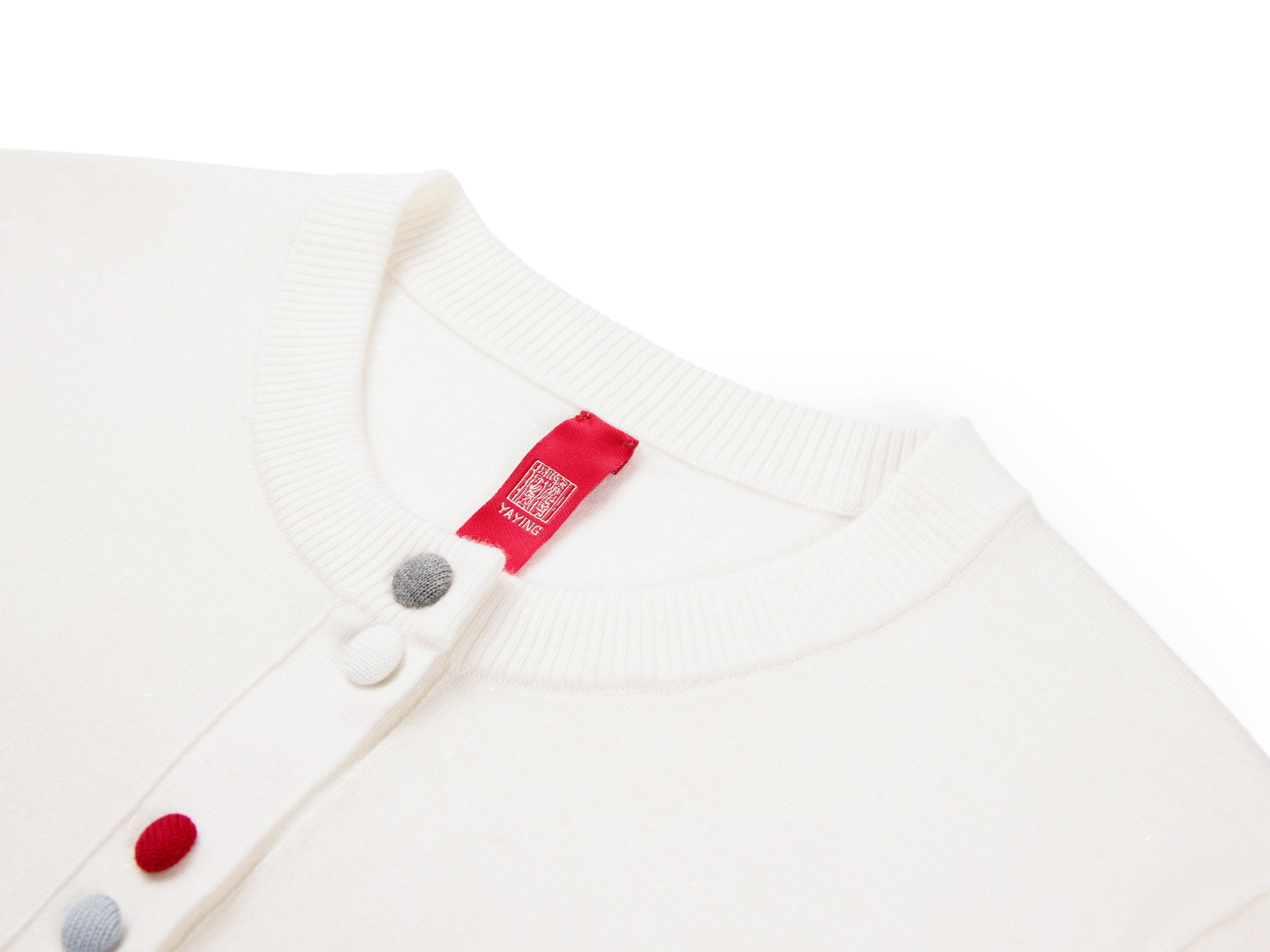 YAYING Wool Cashmere Color Button White Cardigan