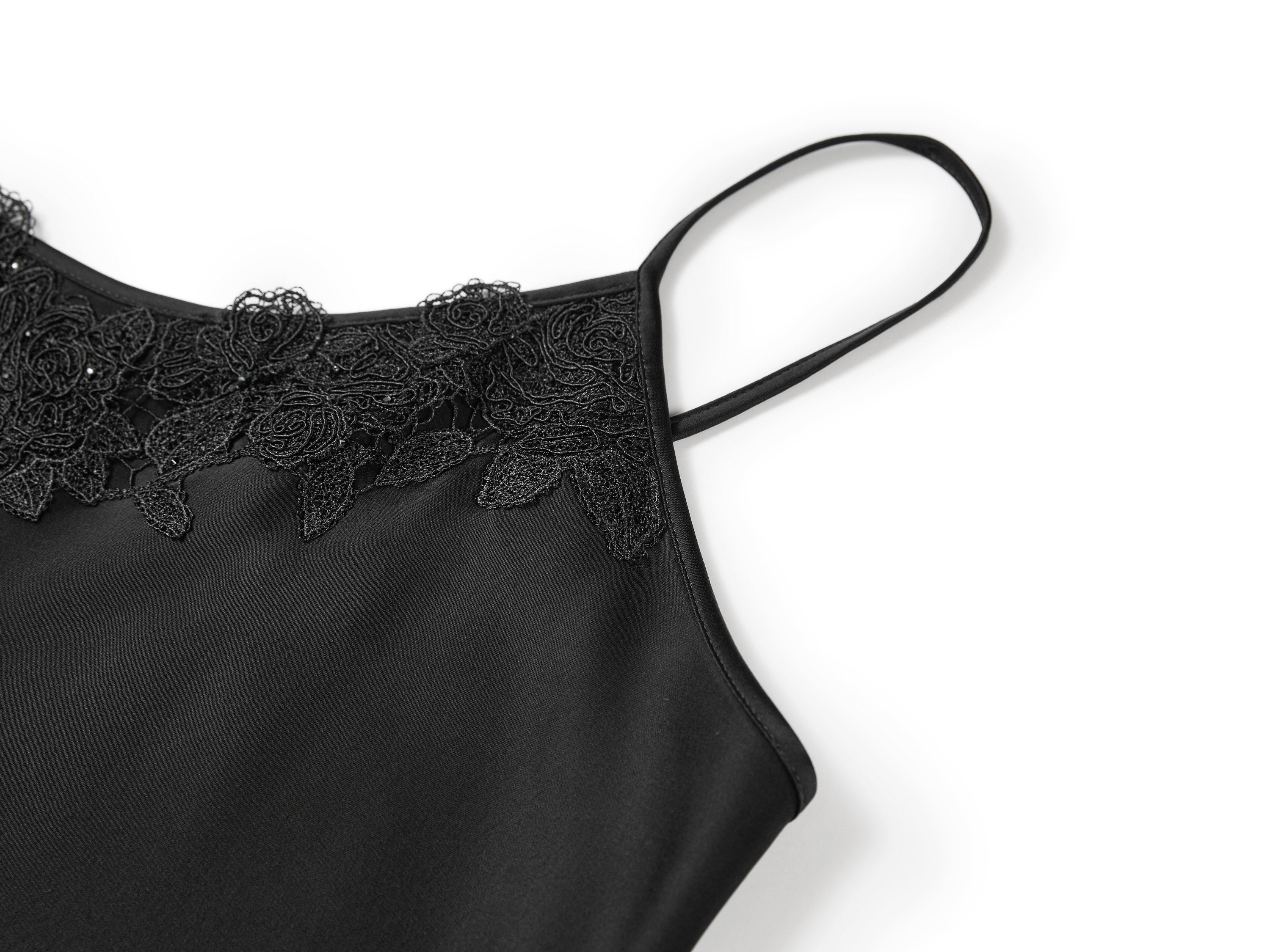 YAYING Triacetate Lace-Spliced Slip Dress
