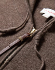 EP YAYING Brown Zip Cashmere Hooded Knit Jacket