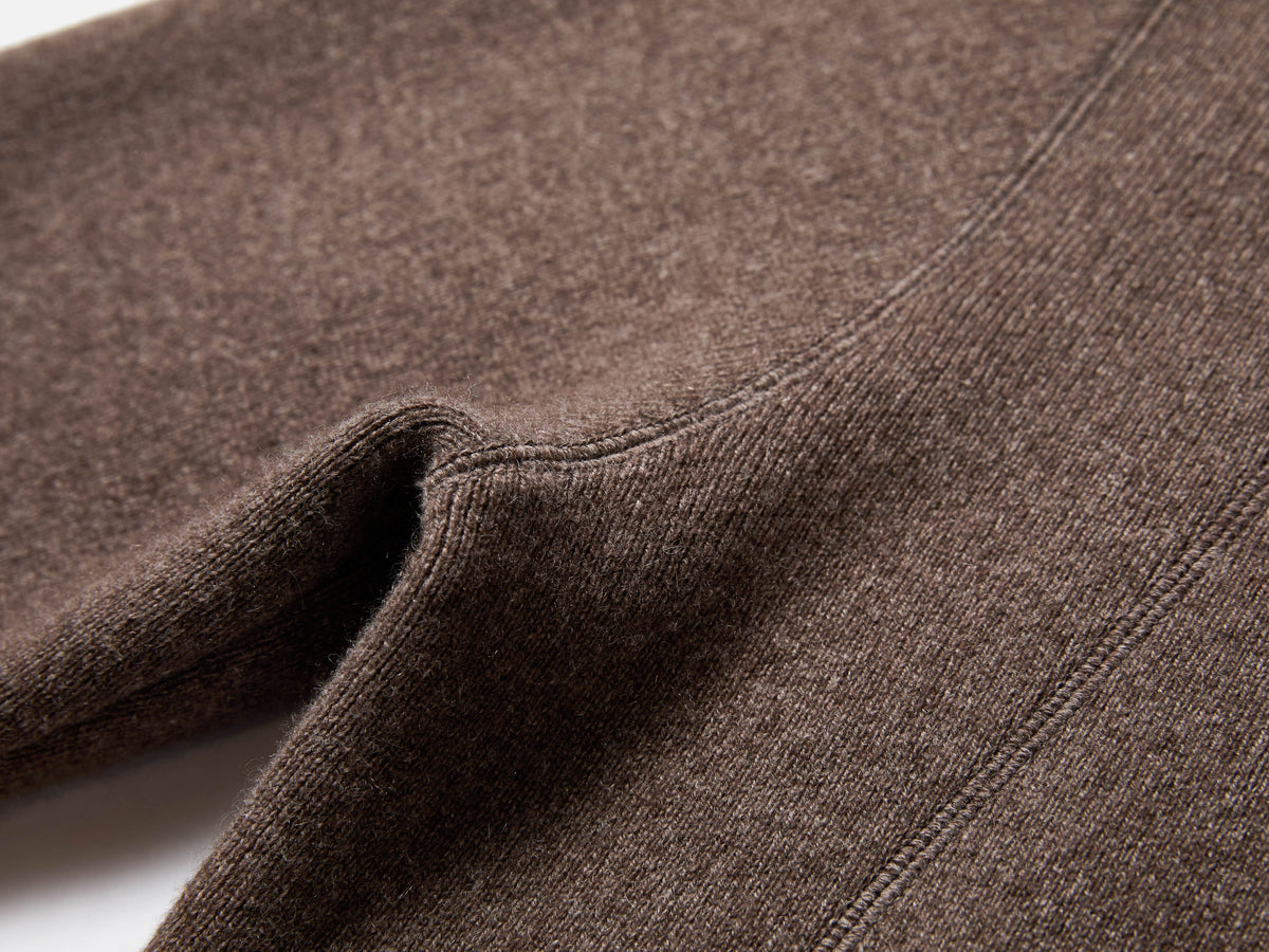 EP YAYING Brown Zip Cashmere Hooded Knit Jacket