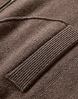 EP YAYING Brown Zip Cashmere Hooded Knit Jacket