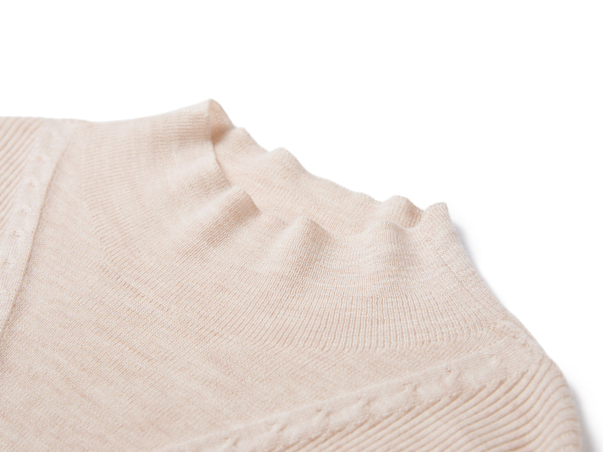 YAYING Mock-Neck Cable-Knit Cashmere-Silk Top
