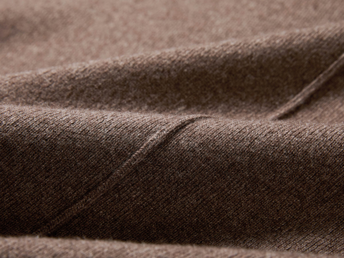 EP YAYING Brown Zip Cashmere Hooded Knit Jacket