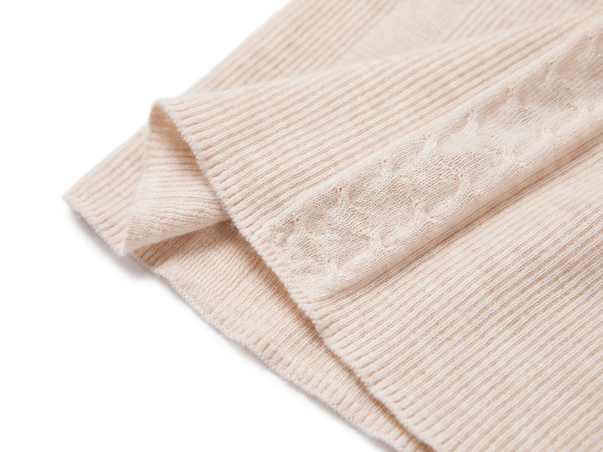 YAYING Mock-Neck Cable-Knit Cashmere-Silk Top
