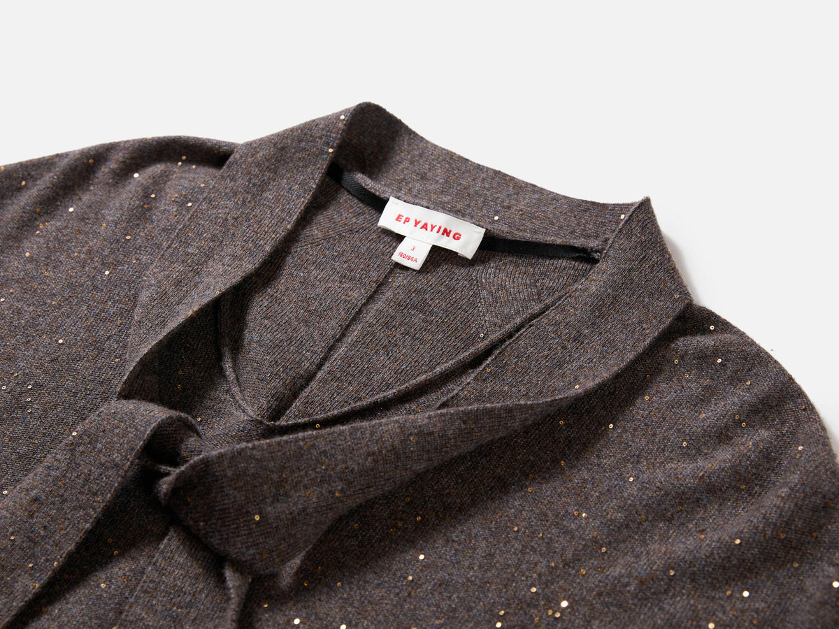 EP YAYING Heather Colorful-Dot Bow Cashmere Knit Top