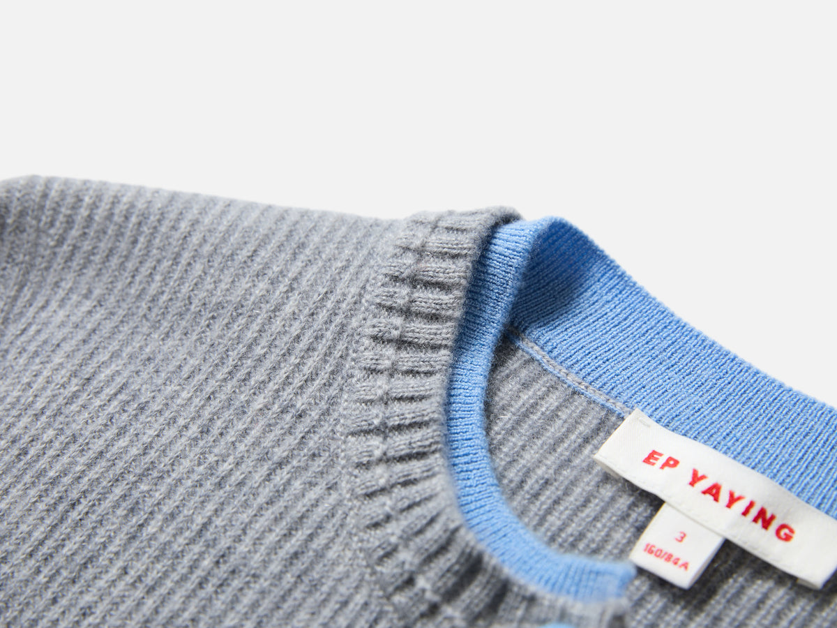 EP YAYING Wool-Cashmere Quiet Luxury Round-Neck Long-Sleeve Jacket