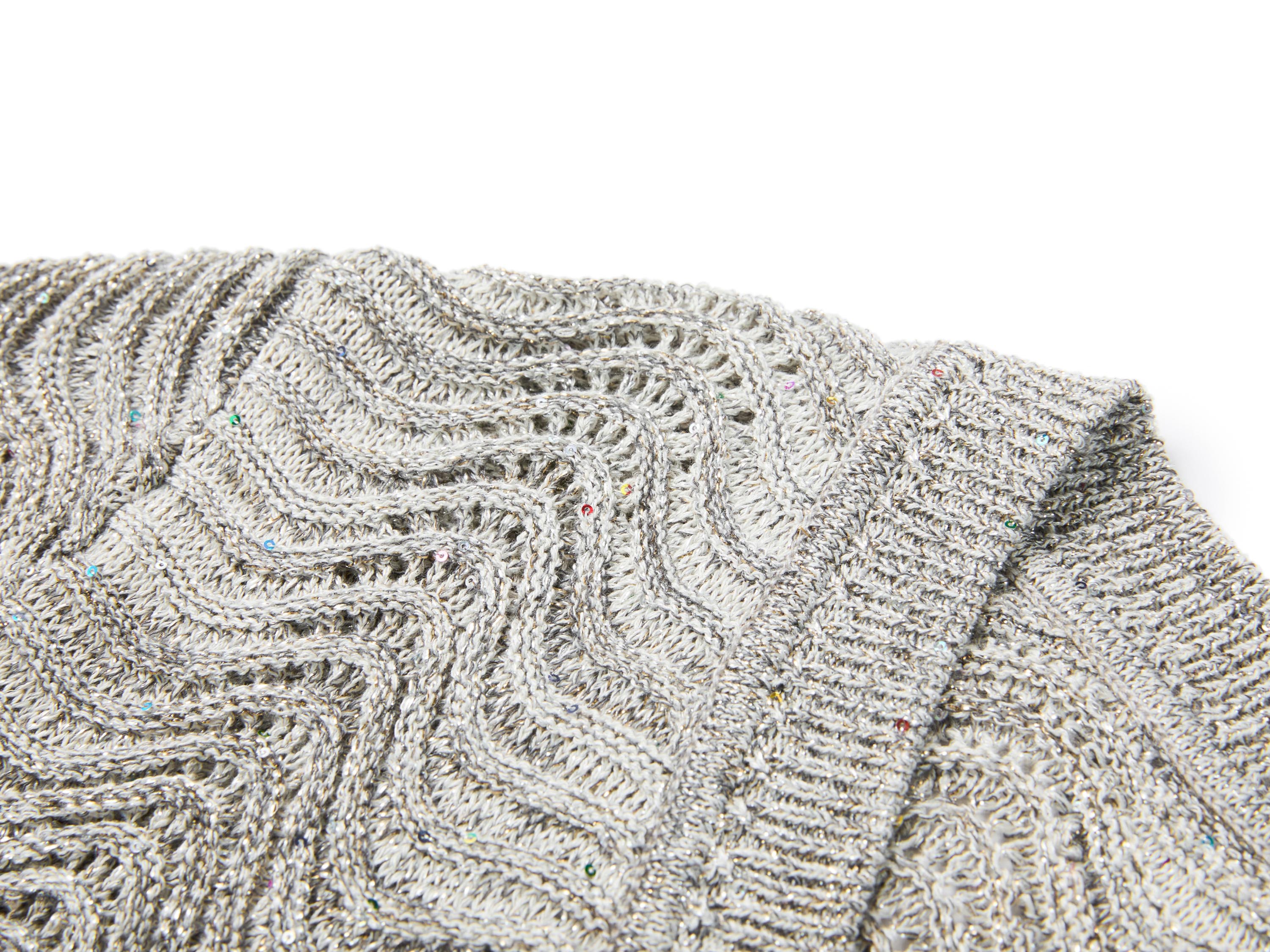 YAYING Silk-Cotton Wave Knit V-Neck Cardigan