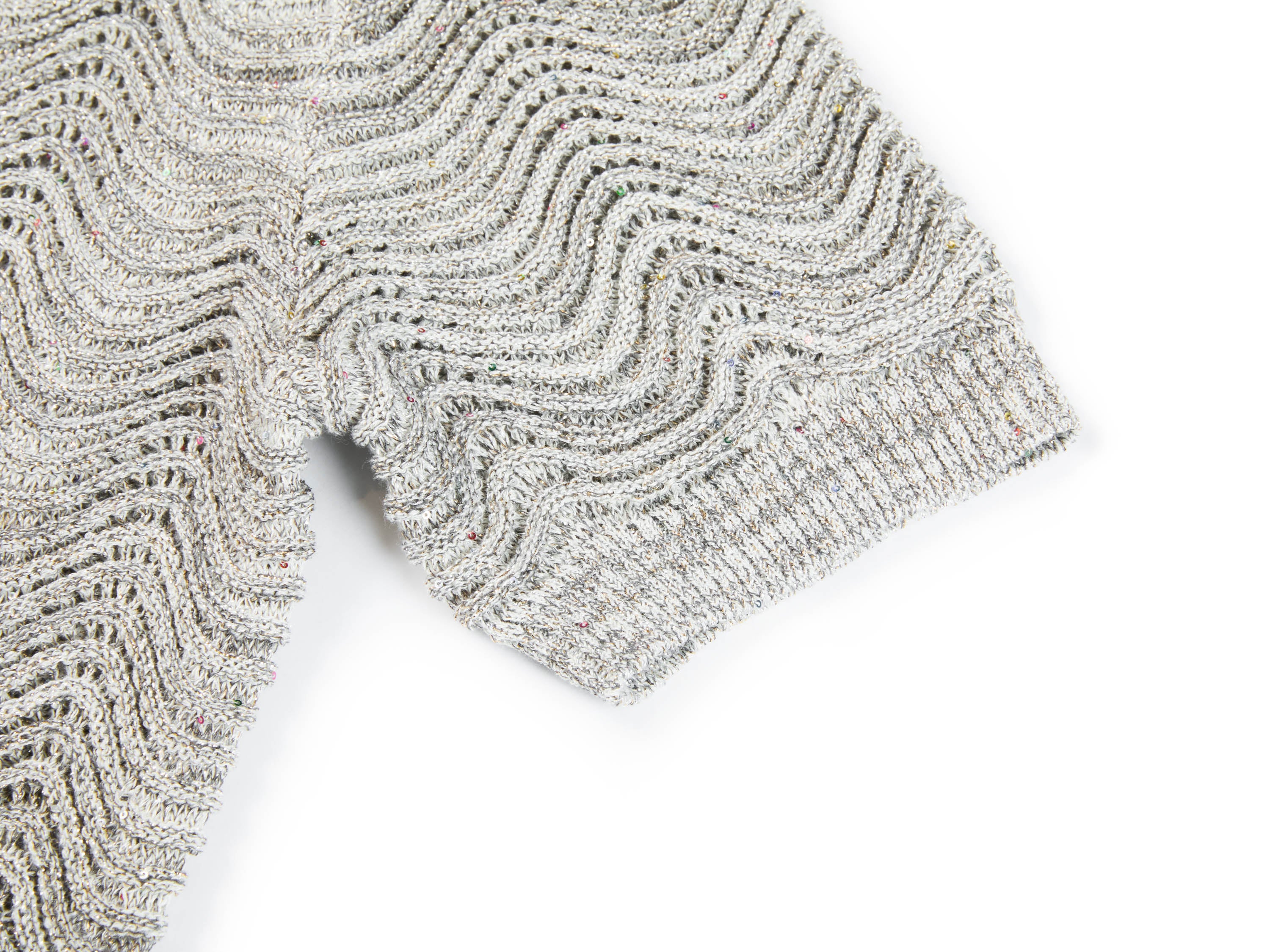 YAYING Silk-Cotton Wave Knit V-Neck Cardigan