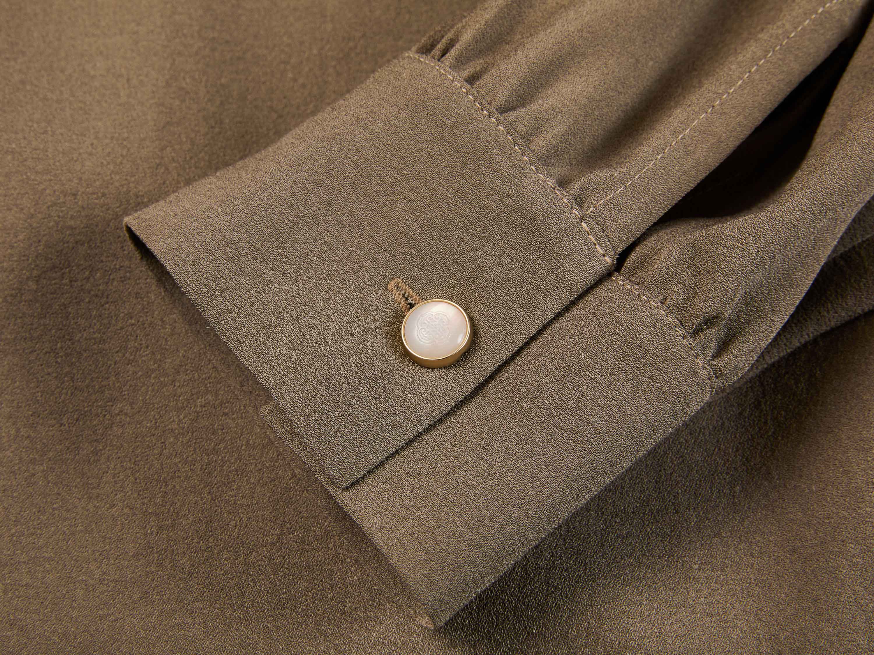 YAYING Relaxed Silk Blouse with Ribbon Tie