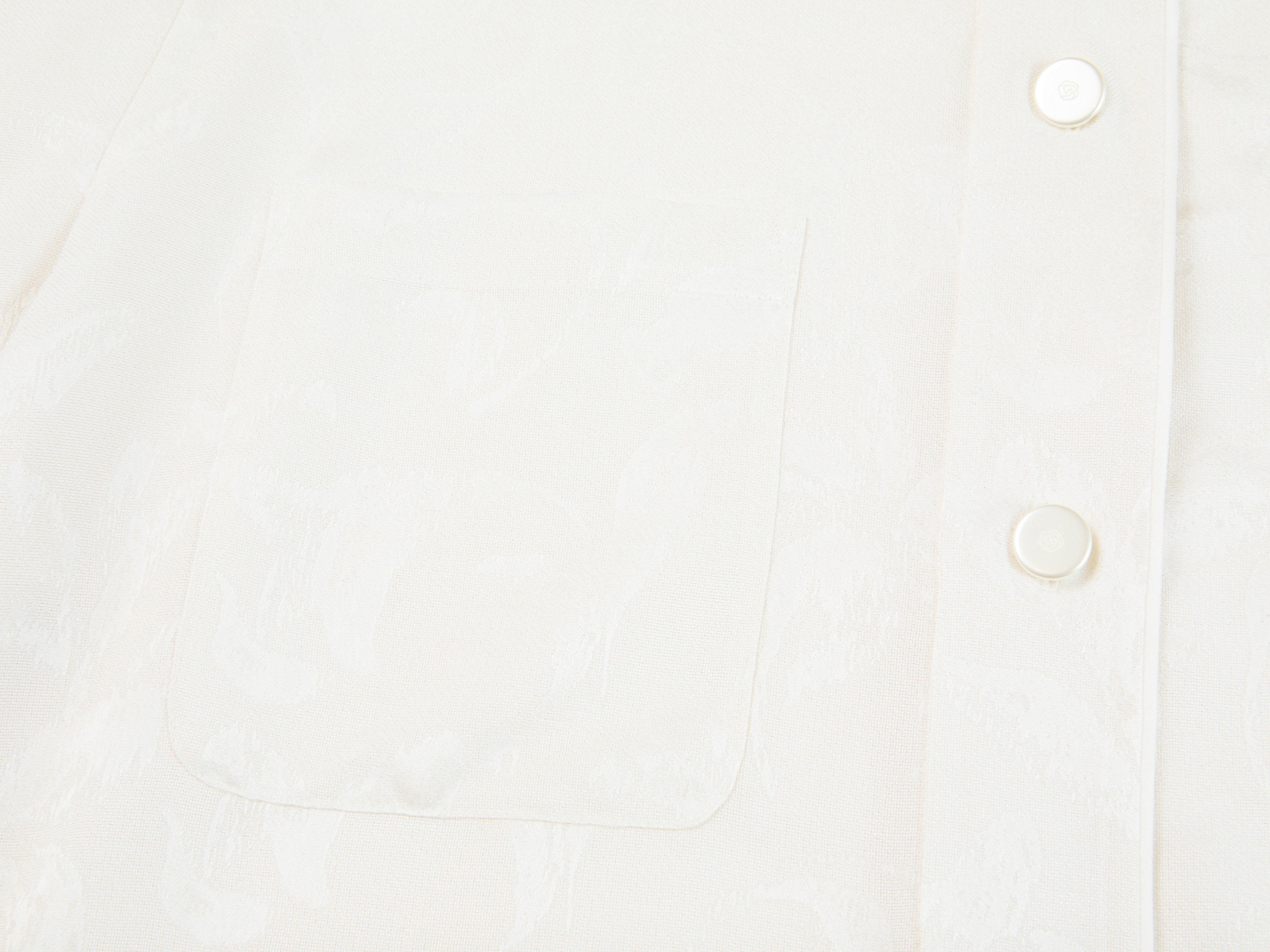 YAYING Silk Jacquard Crew-Neck Relaxed Long Sleeve Shirt