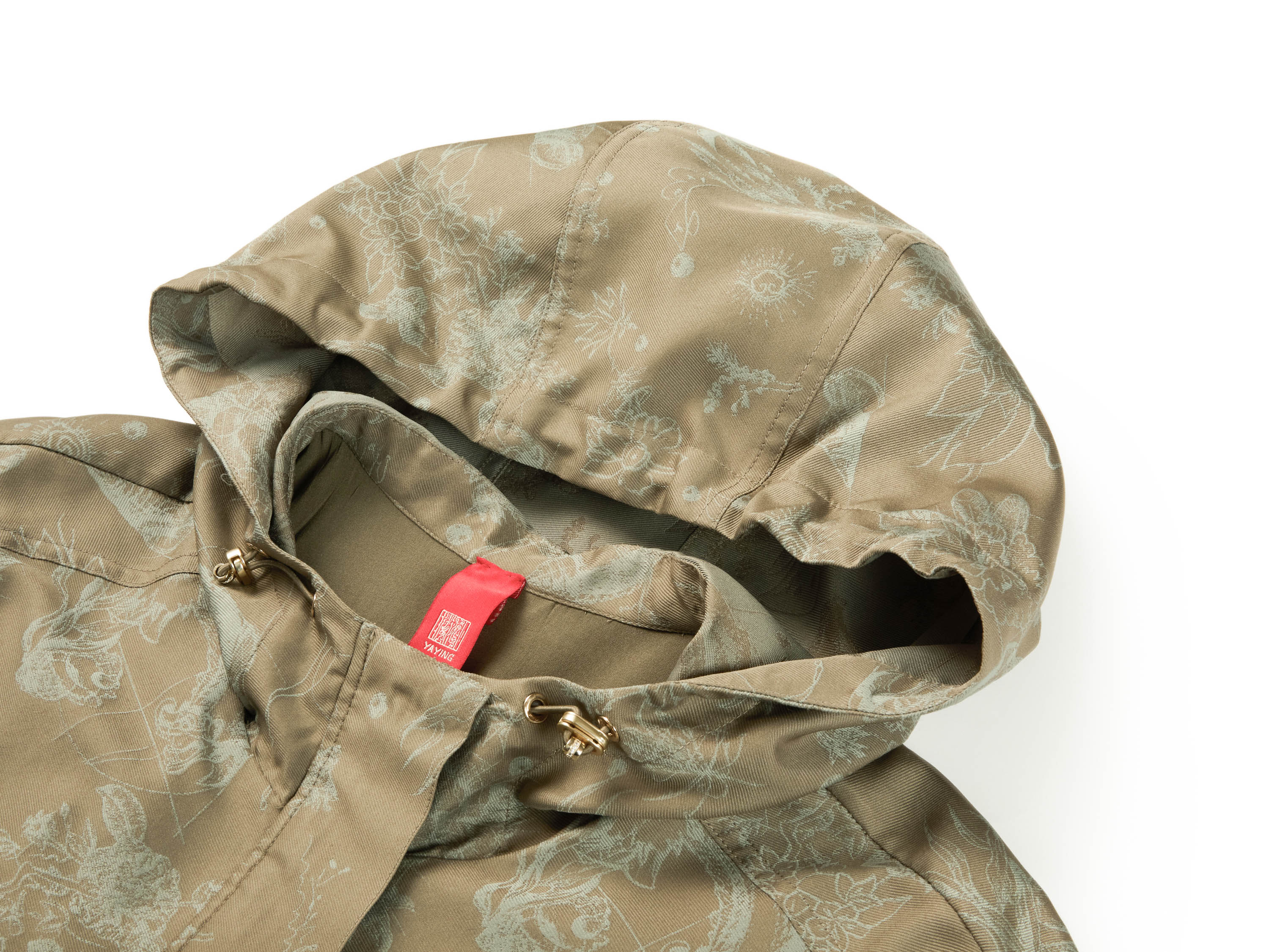 YAYING Silk Jacquard Hooded Windbreaker A-Line Dress