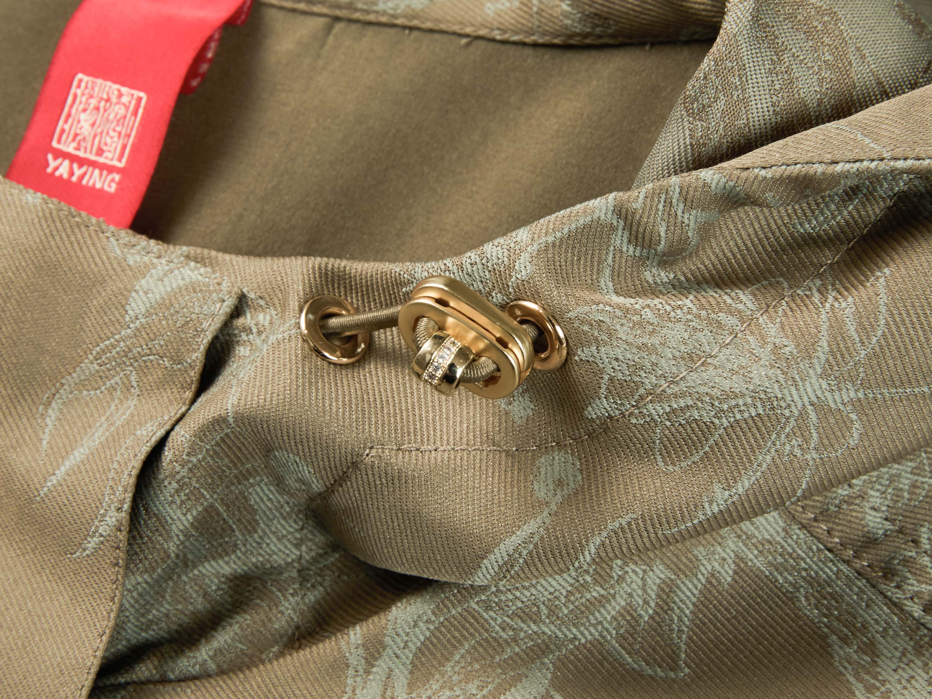 YAYING Silk Jacquard Hooded Windbreaker A-Line Dress