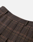 EP YAYING Wool A-Line Brown Plaid Tweed Mini Skirt