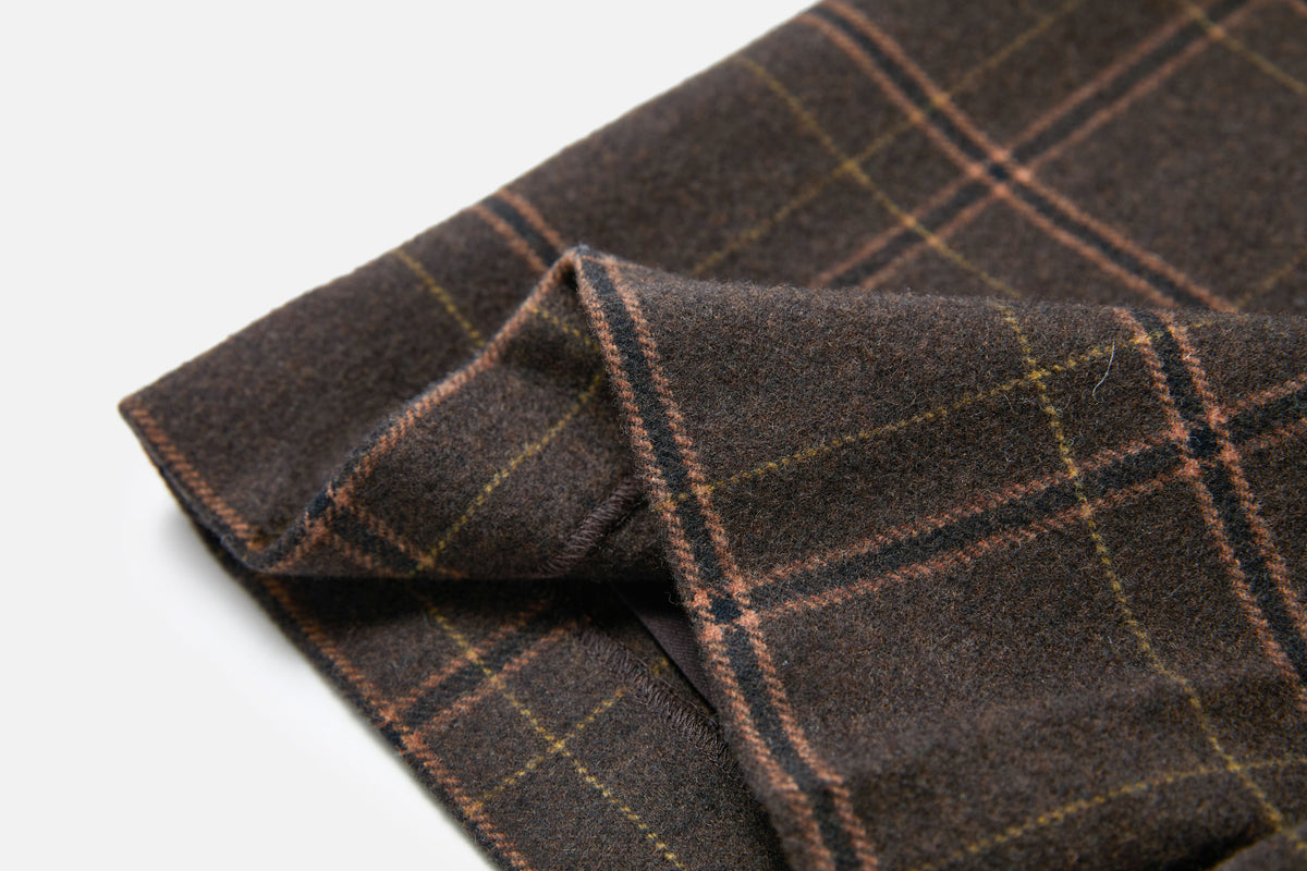 EP YAYING Wool A-Line Brown Plaid Tweed Mini Skirt