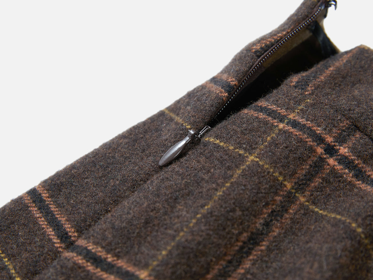EP YAYING Wool A-Line Brown Plaid Tweed Mini Skirt