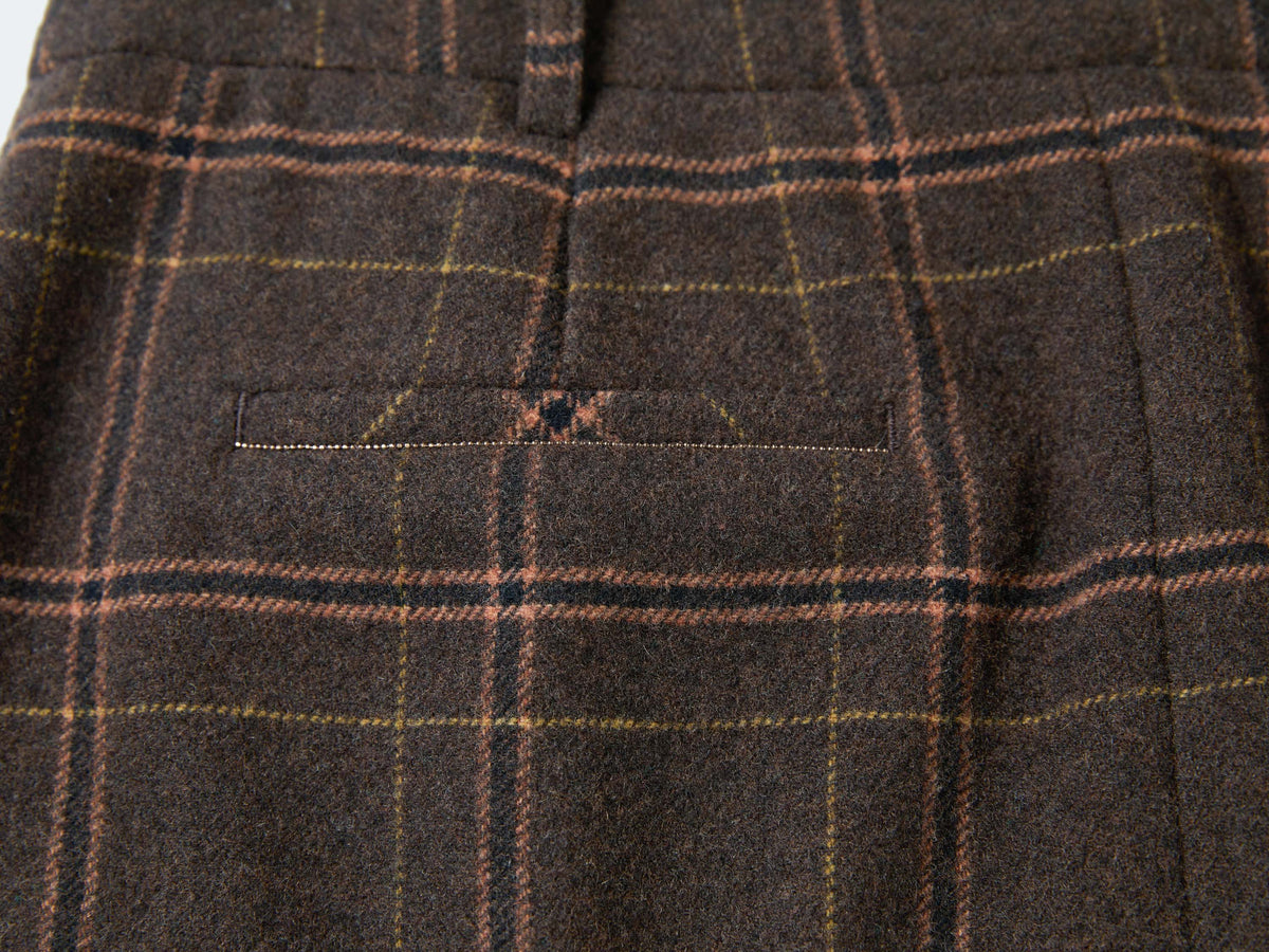 EP YAYING Wool A-Line Brown Plaid Tweed Mini Skirt