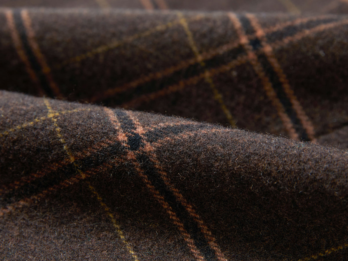 EP YAYING Wool A-Line Brown Plaid Tweed Mini Skirt