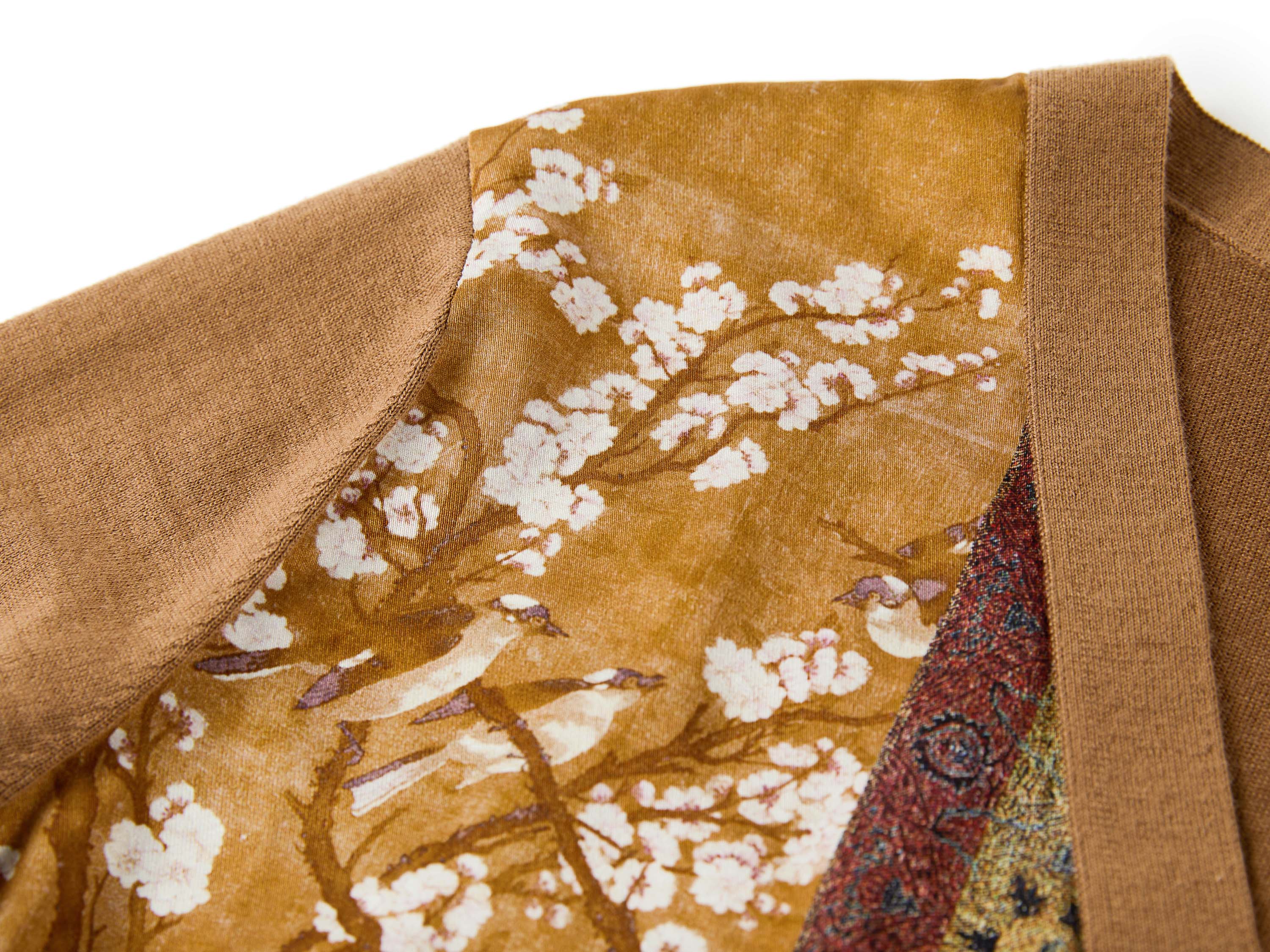 YAYING Silk-Wool V-Neck Printed Cardigan