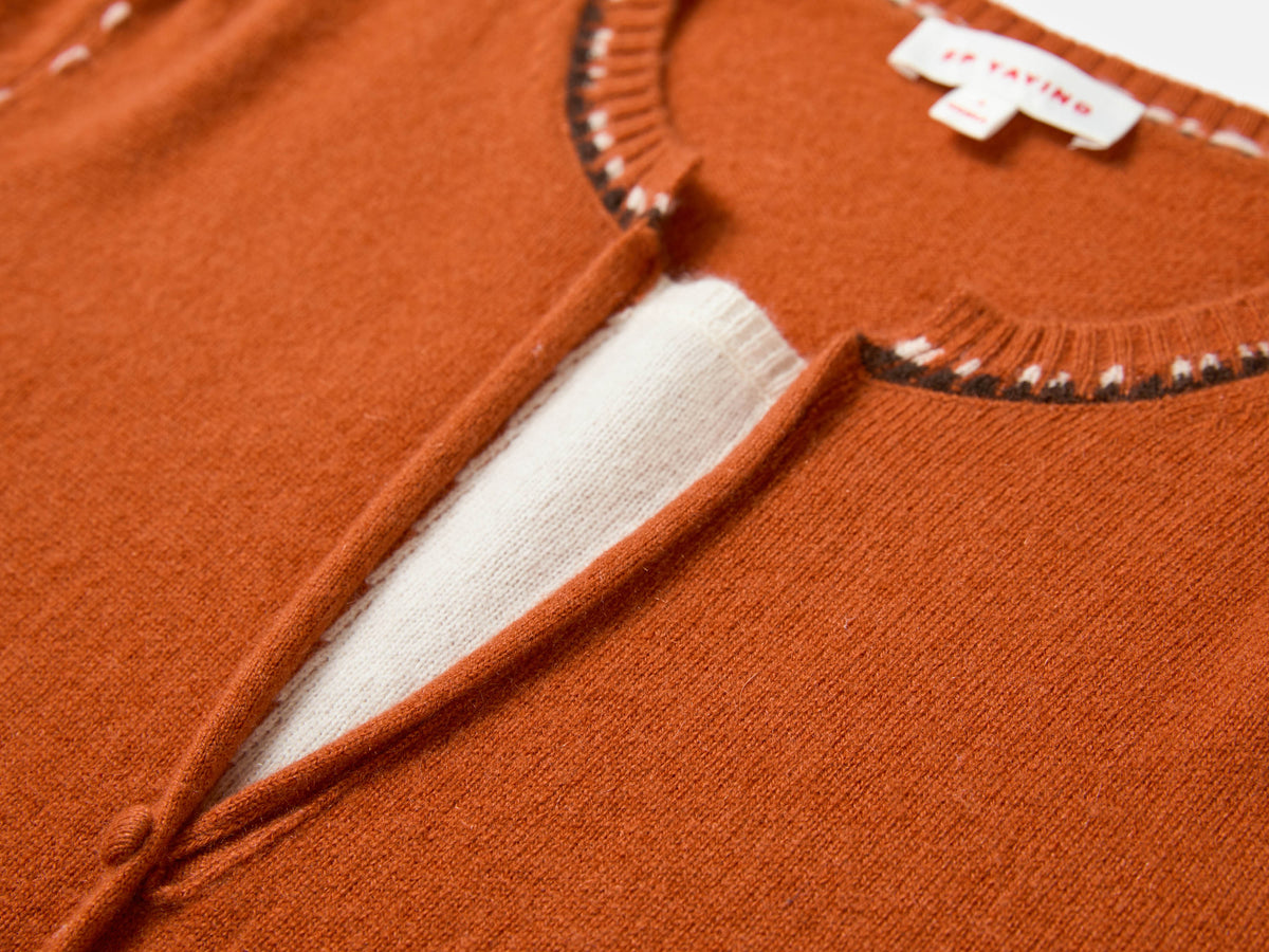 EP YAYING Faux Two-Piece Wool-Cashmere Color-Block Knit Top