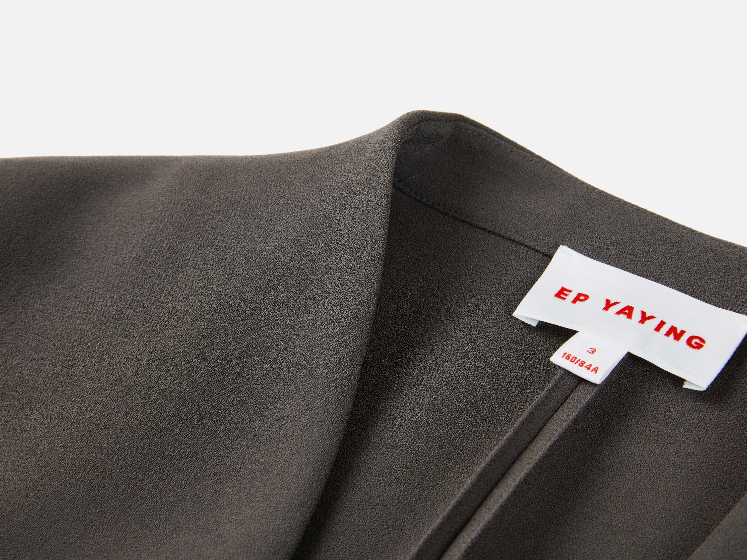 Triacetate Mock Two-Piece Collarless Blazer Jacket