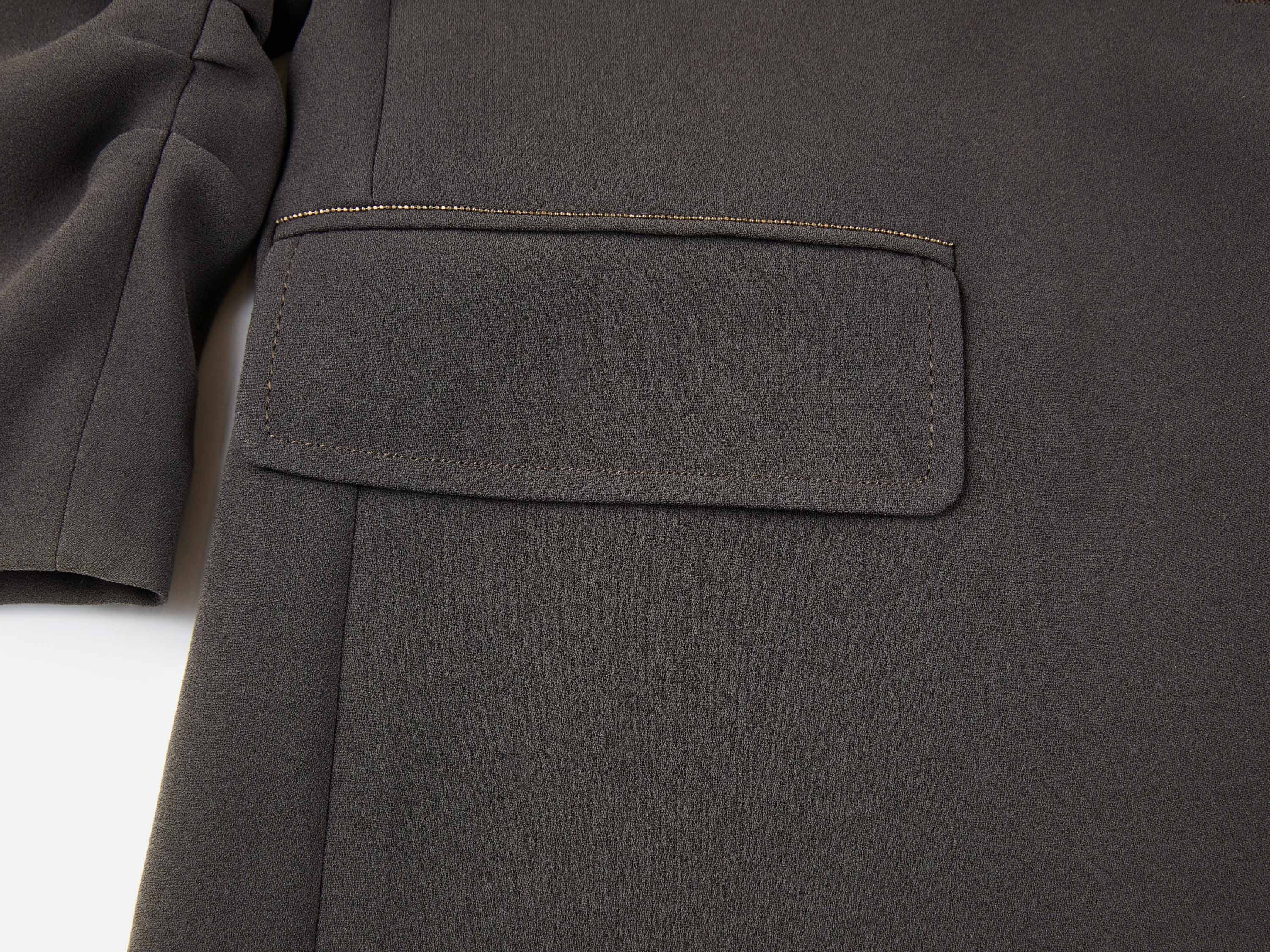 Triacetate Mock Two-Piece Collarless Blazer Jacket
