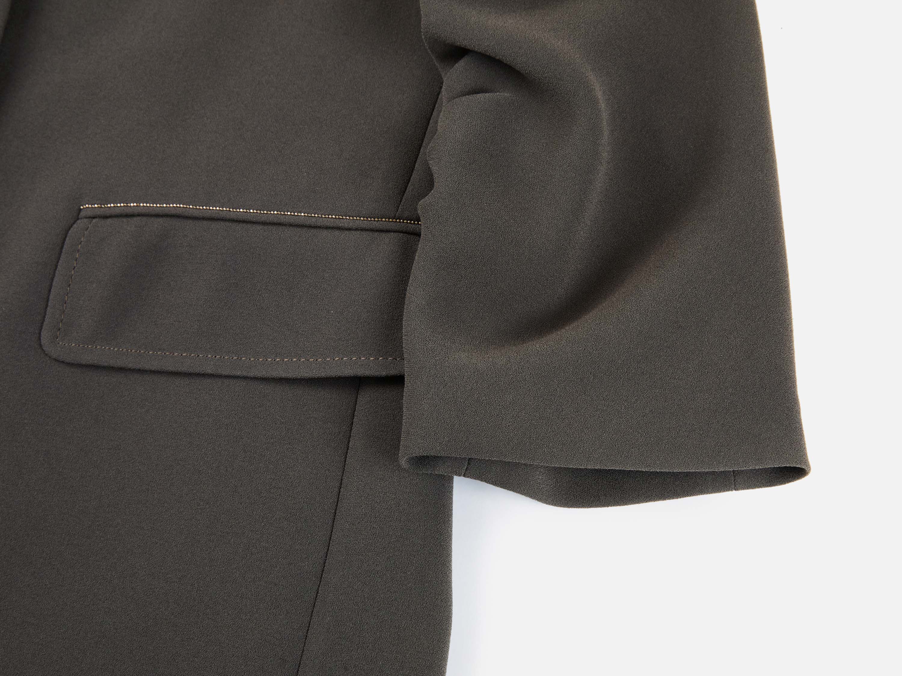 Triacetate Mock Two-Piece Collarless Blazer Jacket