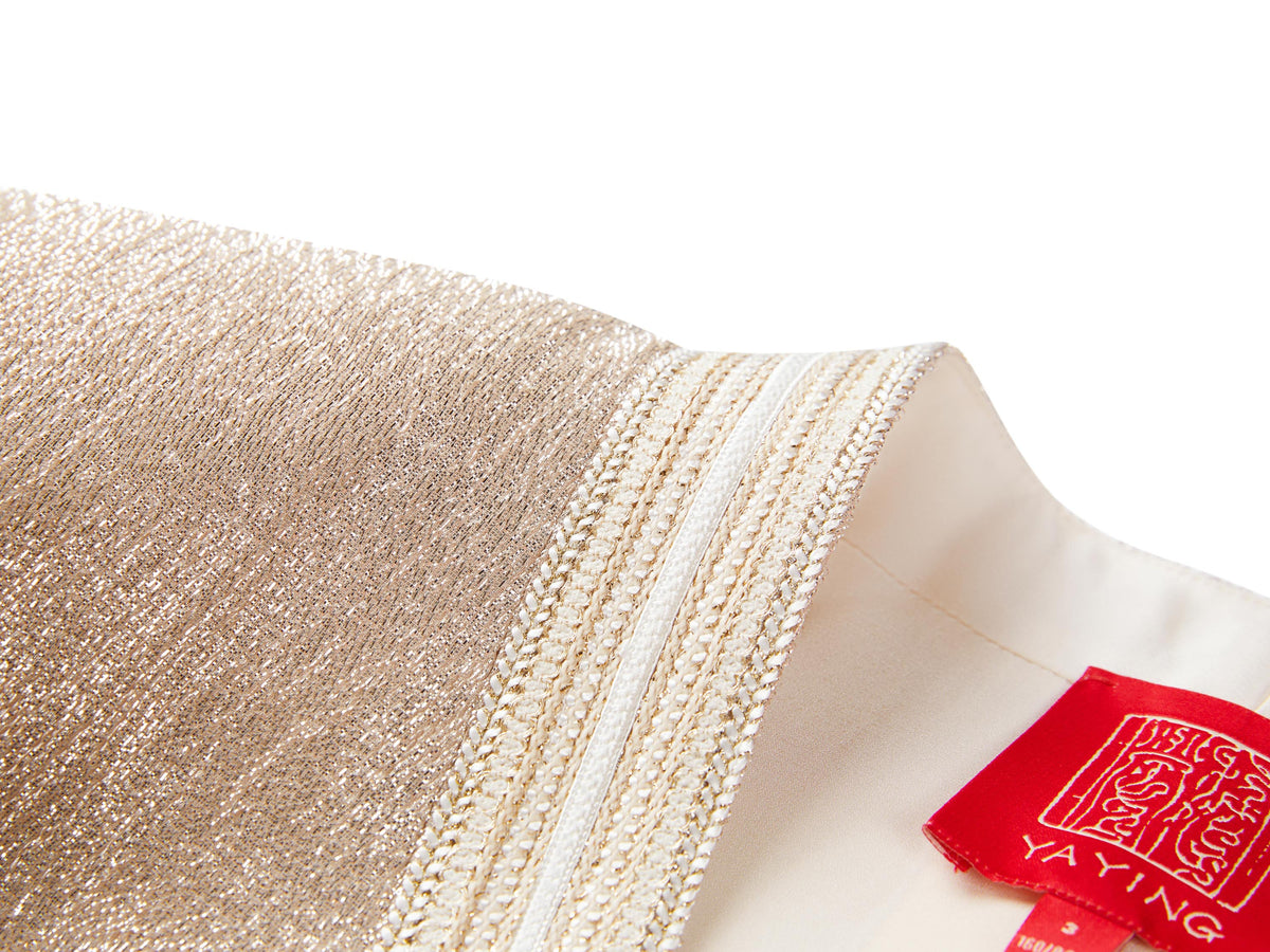 YAYING Champagne Metallic Open-Front Jacket