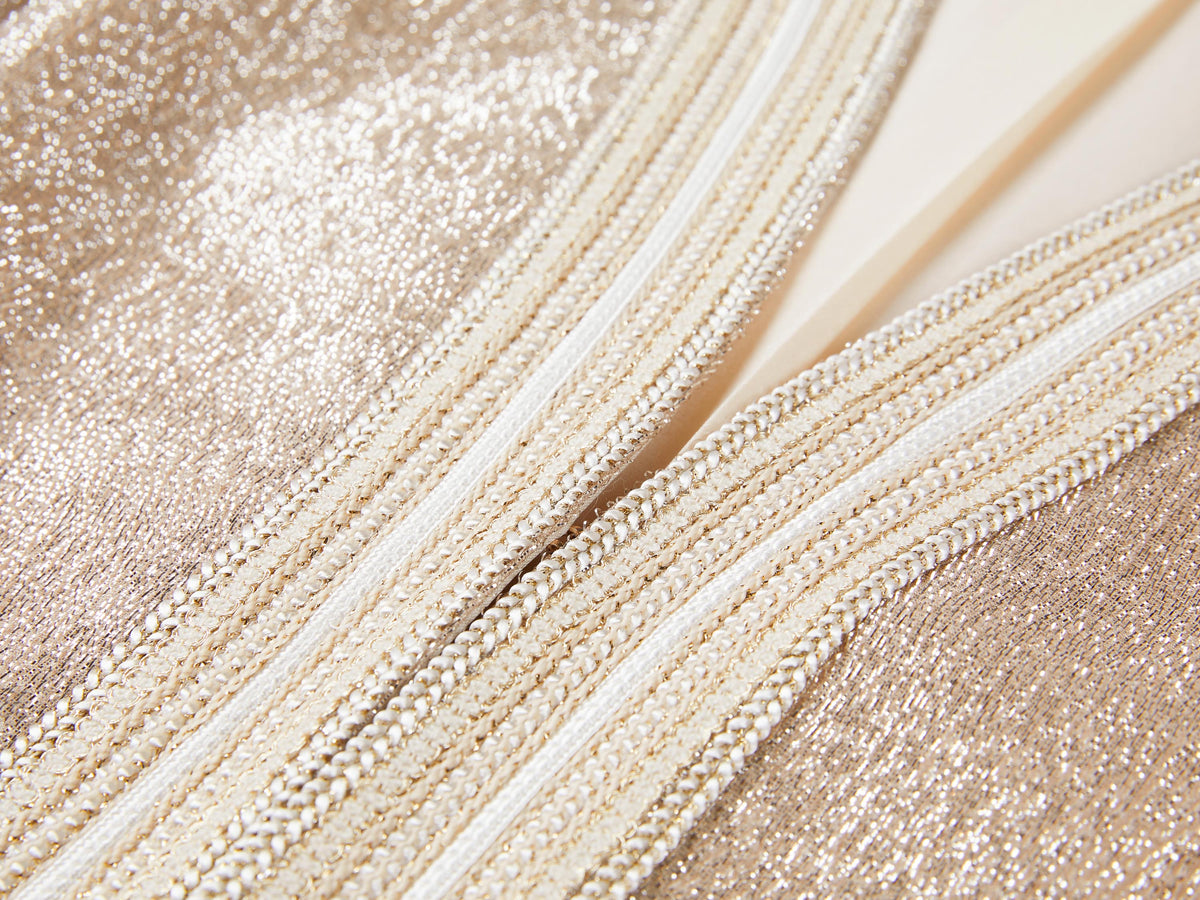 YAYING Champagne Metallic Open-Front Jacket