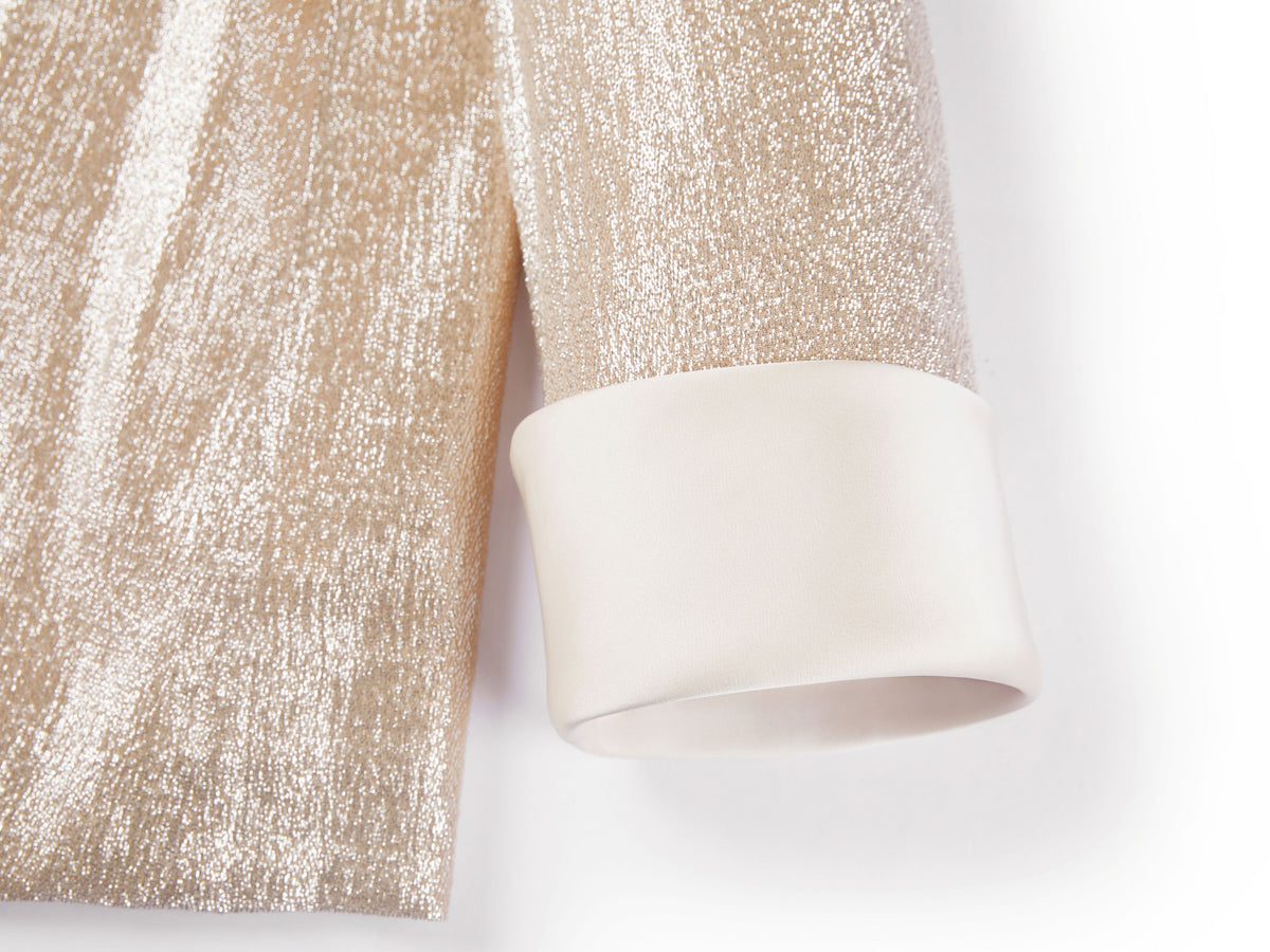 YAYING Champagne Metallic Open-Front Jacket